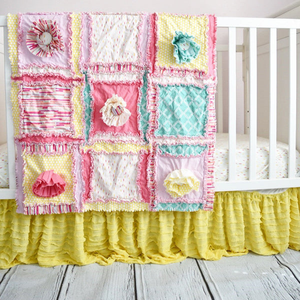 Pink and shop yellow crib bedding
