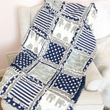 Elephant Crib Bedding - Navy Blue Polka Dots / Gray Nursery - A Vision to Remember