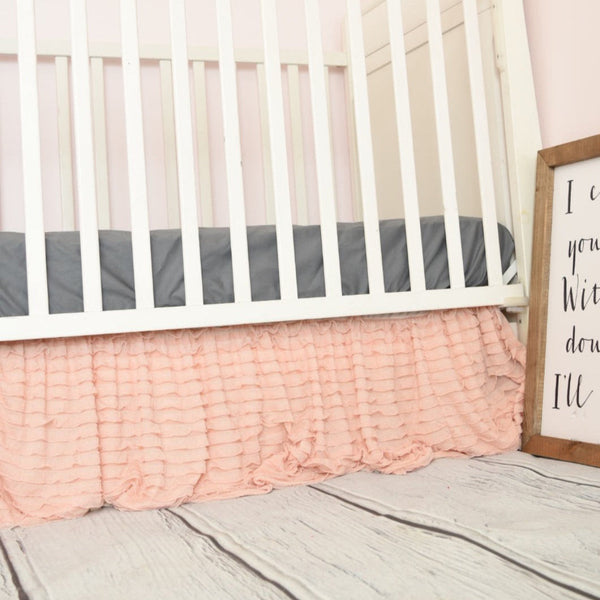 Blush Pink Ruffle Crib Skirt for Baby Girl Nursery Bedding - A Vision to Remember