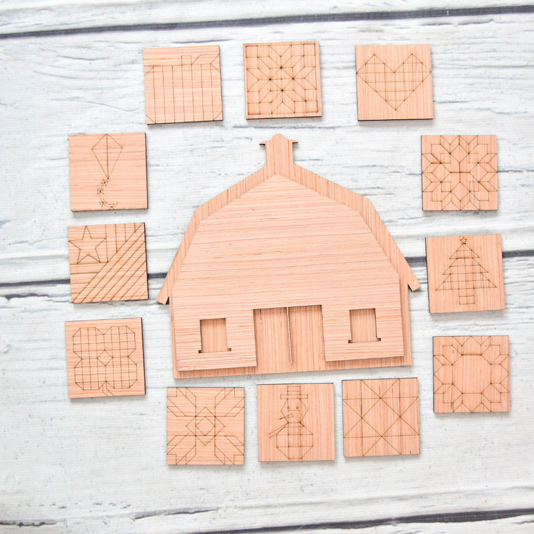 Wooden Barn Craft Kit with Interchangeable Quilt Blocks - A Vision to Remember