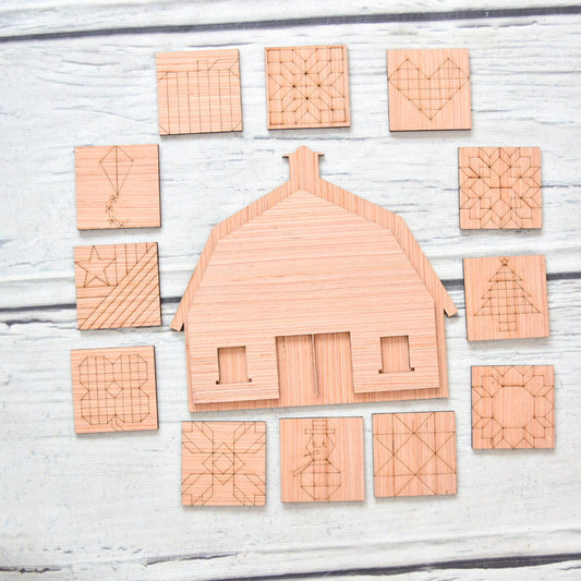 Wooden Barn Craft Kit with Interchangeable Quilt Blocks - A Vision to Remember