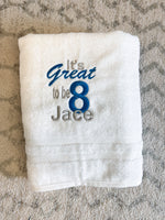 LDS Baptism Towel Great to be 8 with Name - A Vision to Remember