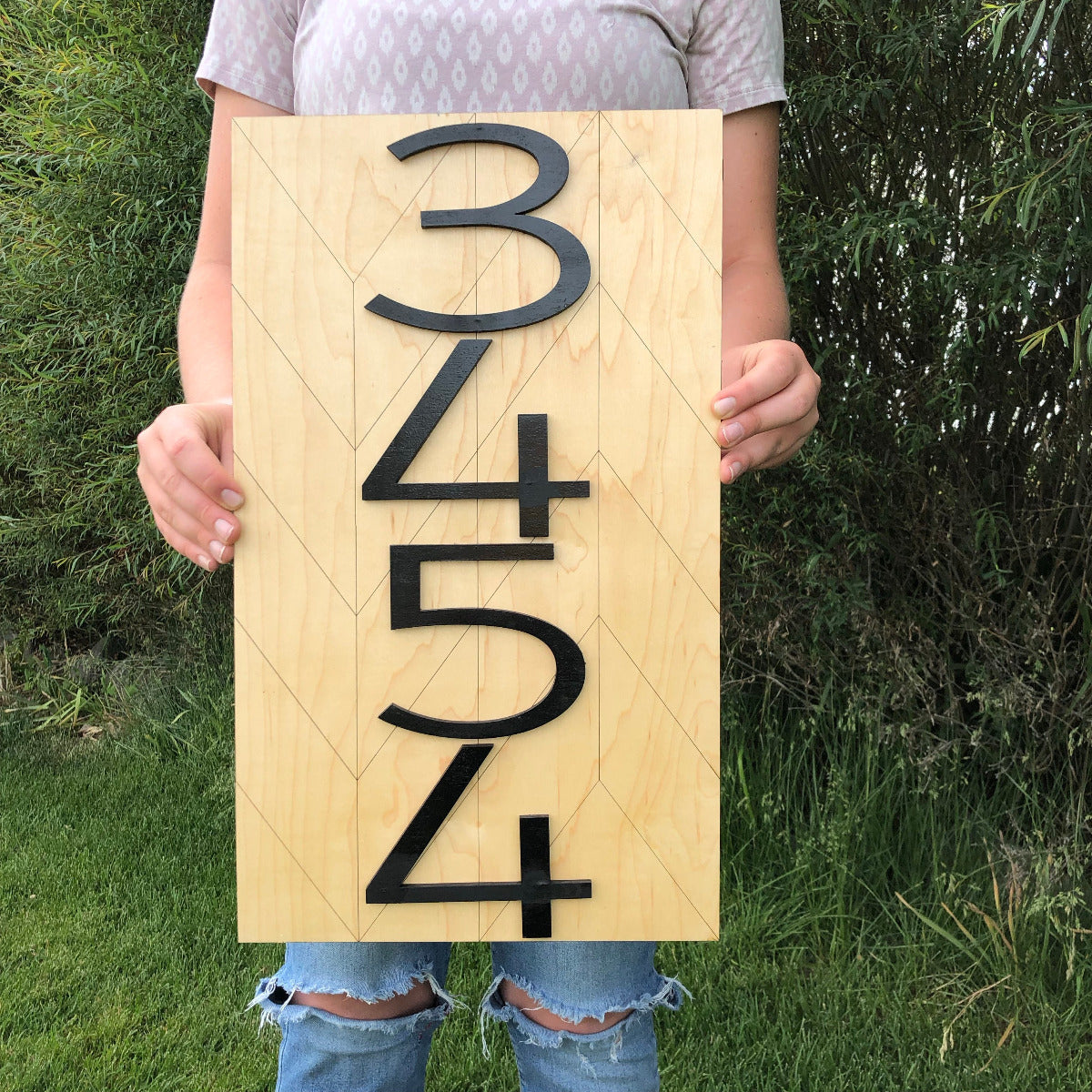 Herringbone Wood Address Sign - A Vision to Remember