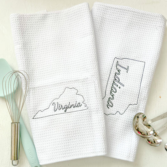 Embroidered State Kitchen Towel - A Vision to Remember