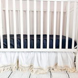 Dark Purple Fringe Trim Gathered Crib Skirt, Other Colors Available - A Vision to Remember