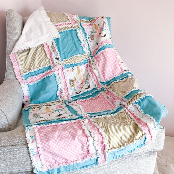 Unicorn Blanket | Turquoise and Baby Pink - A Vision to Remember