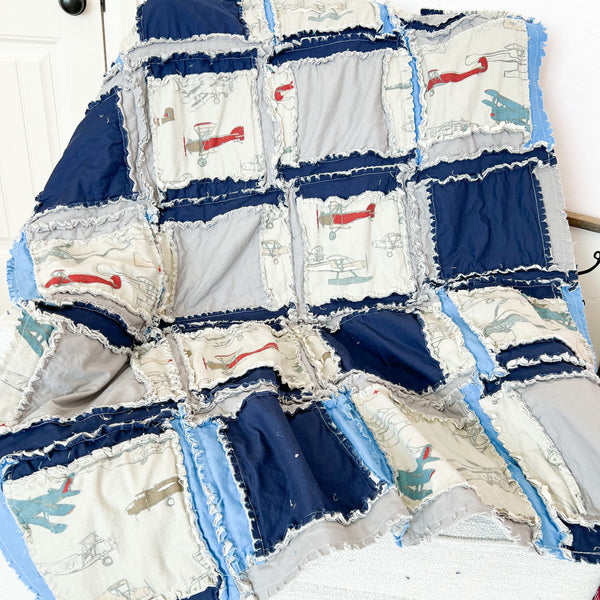 Airplane Nursery Bedding | Navy Blue & Gray - A Vision to Remember