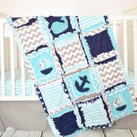 Nautical Crib Bedding | Whale, Sailboat, Anchor Quilt - A Vision to Remember