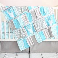 Woodland Crib Bedding - Turquoise / Gray - A Vision to Remember