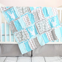 Woodland Crib Bedding - Turquoise / Gray - A Vision to Remember