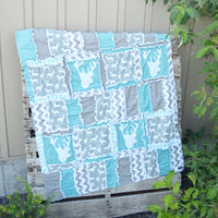 Woodland Crib Bedding - Turquoise / Gray - A Vision to Remember